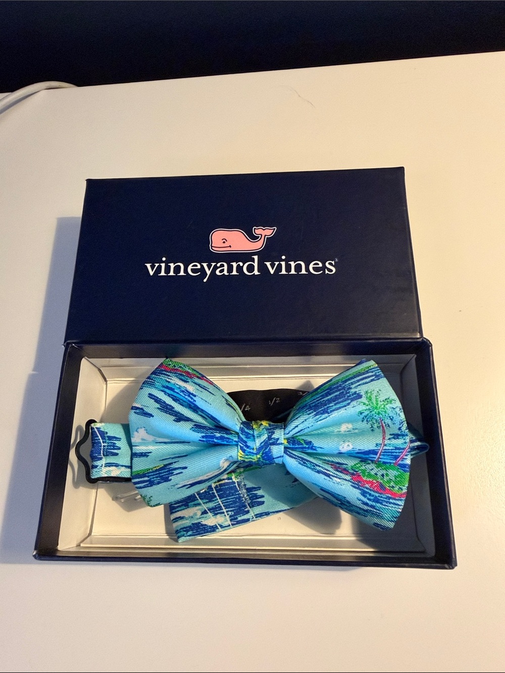 Vineyard Vines Blue Tropical Pattern Kids Bow Tie